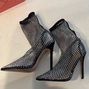 EGO Black and Silver Mesh Stiletto Heels